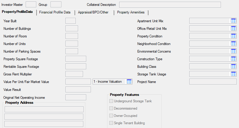 Loans > Commercial Loans > Property Management Screen