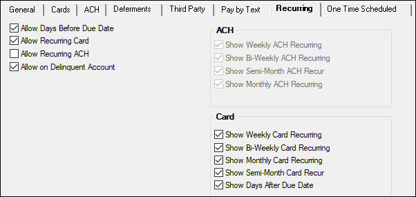 GOLDPoint Systems > EZPay IMAC Table > Recurring Tab