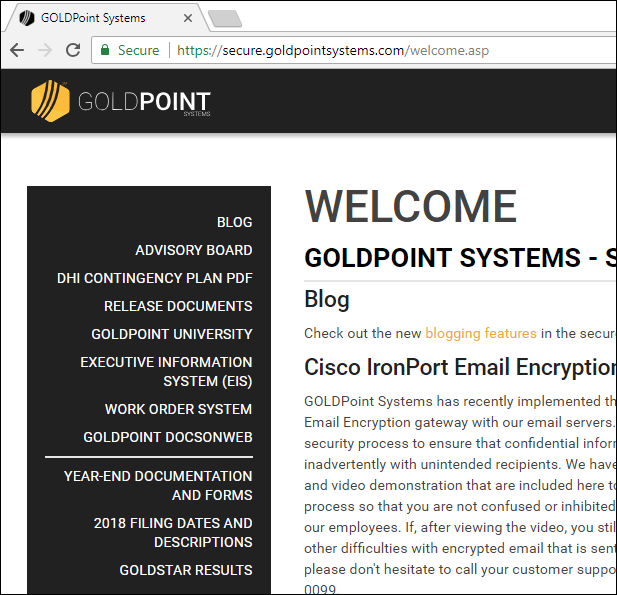 Secure Site of GOLDPoint Systems Web Site