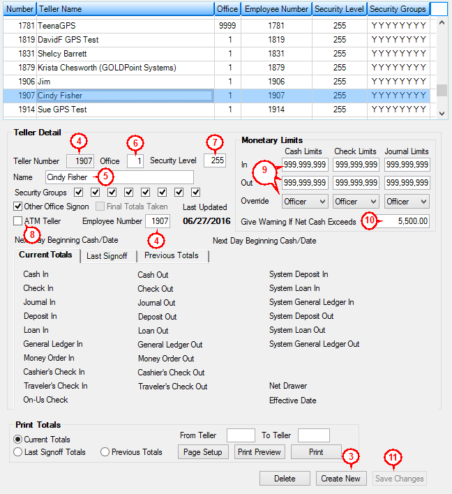 Steps to Create New Teller