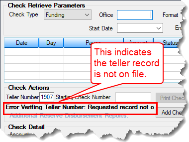 Loans > Check Printing > Checks Screen