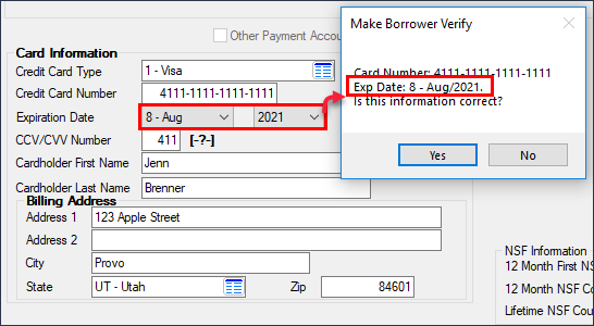 Loans > Transactions > EZPay Screen for Card Payments