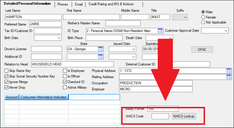 Customer Relationship Management > Households Screen > Detailed Personal Information Tab