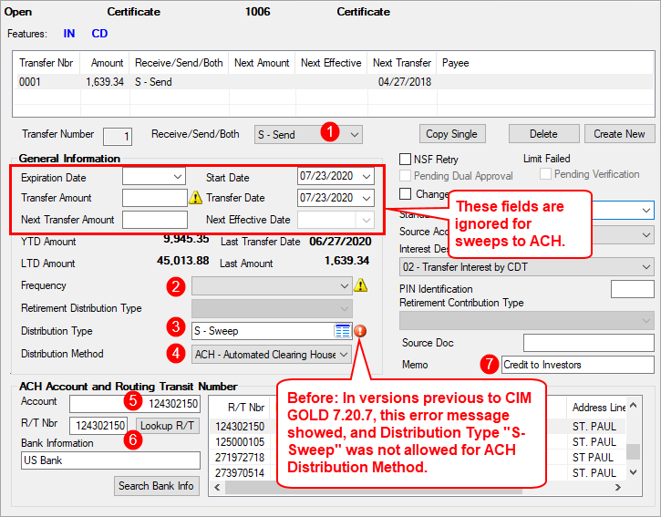 Before: Deposits > Account Information > Customer Directed Transfers > Customer Directed Transfers Screen