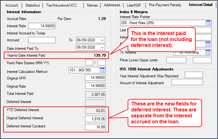 Loans > Account Information > Account Detail Screen > Interest Detail Tab