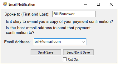 Email Notification dialog box