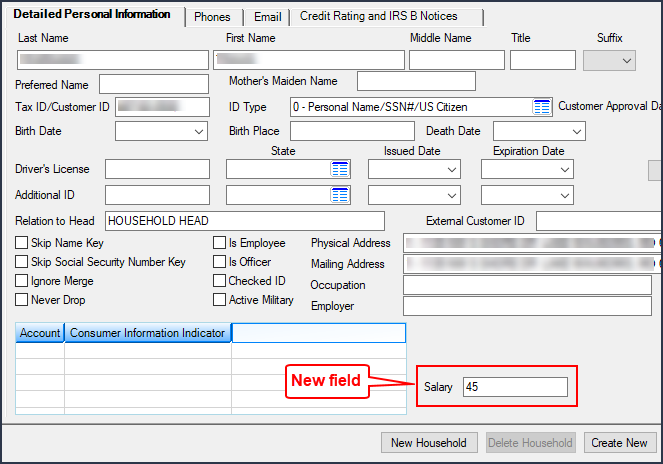 Figure 1: Customer Relationship Management > Households screen