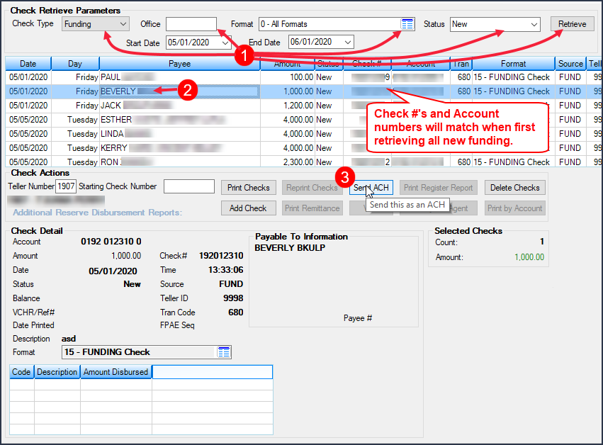 Figure 1: Loans > Check Printing > Checks Screen