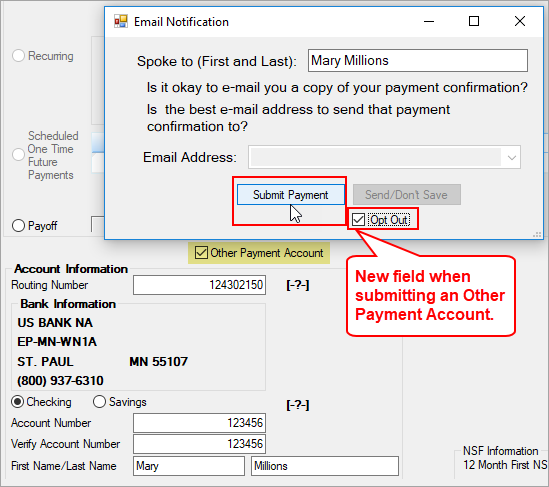 Loans > Transactions EZPay Screen