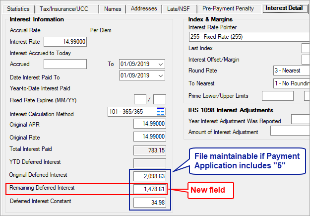 Loans > Account Information > Account Detail Screen > Interest Detail Tab