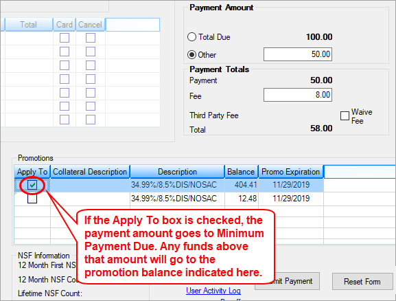 Loans > Transactions > EZPay Screen