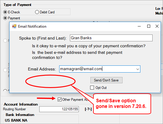 Event Letter 60 Email Option Dialog Box