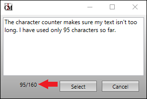 Free-form Text Message with Character Limit and Counter