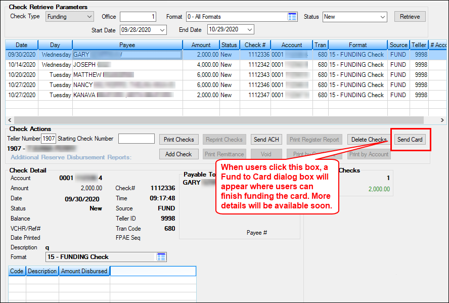 Figure 1: Loans > Check Printing > Checks Screen