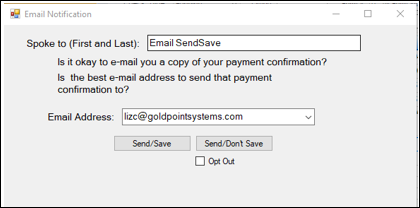 Figure 1: Email Notification Dialog for ACI Card Funding