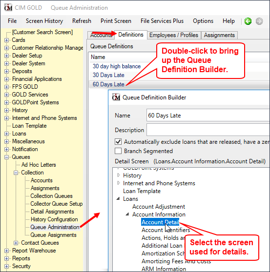 Figure 2: Queues > Collection > Queue Administration Screen