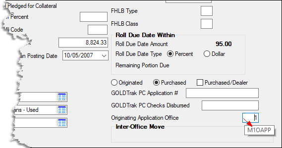 Loans > Account Information > Additional Loan Fields Screen > Origination/Maturity Tab