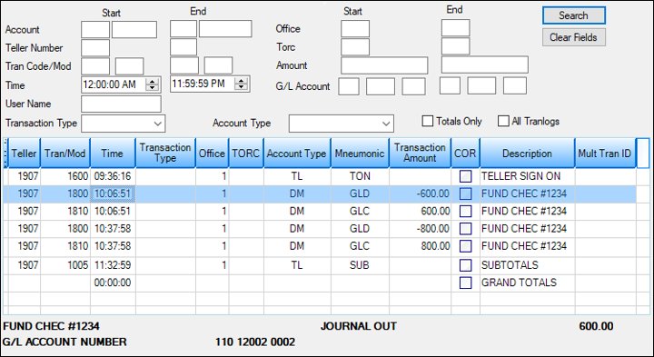 Figure 4: Teller System > Electronic Transaction Journal