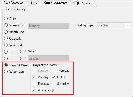 New Days of the Week Field and Days of the Week Field Group