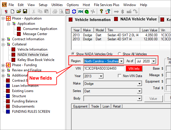 NADA Vehicle Value Screen