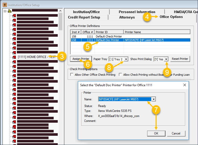 GOLDTrak PC Setup > Institution Setup > Institution/Office Setup > Office Options Screen