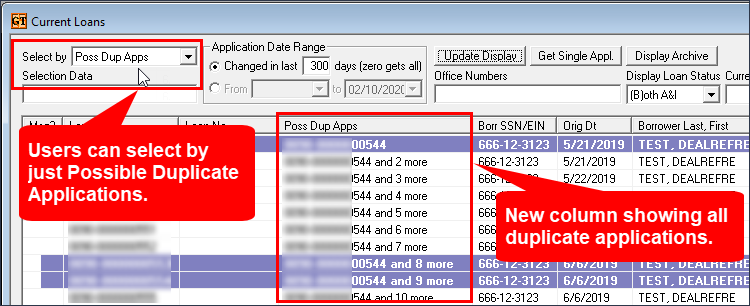 GOLDTrak > Current Applications Screen