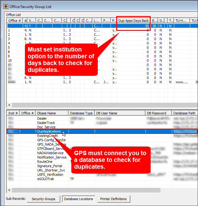 GOLDTrak PC Setup > Institution Setup > Office / Security Group List Screen